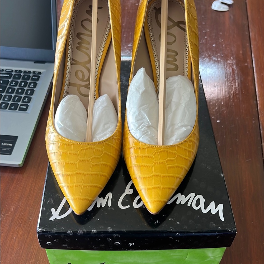 Sam Edelman Yellow Textured Heels